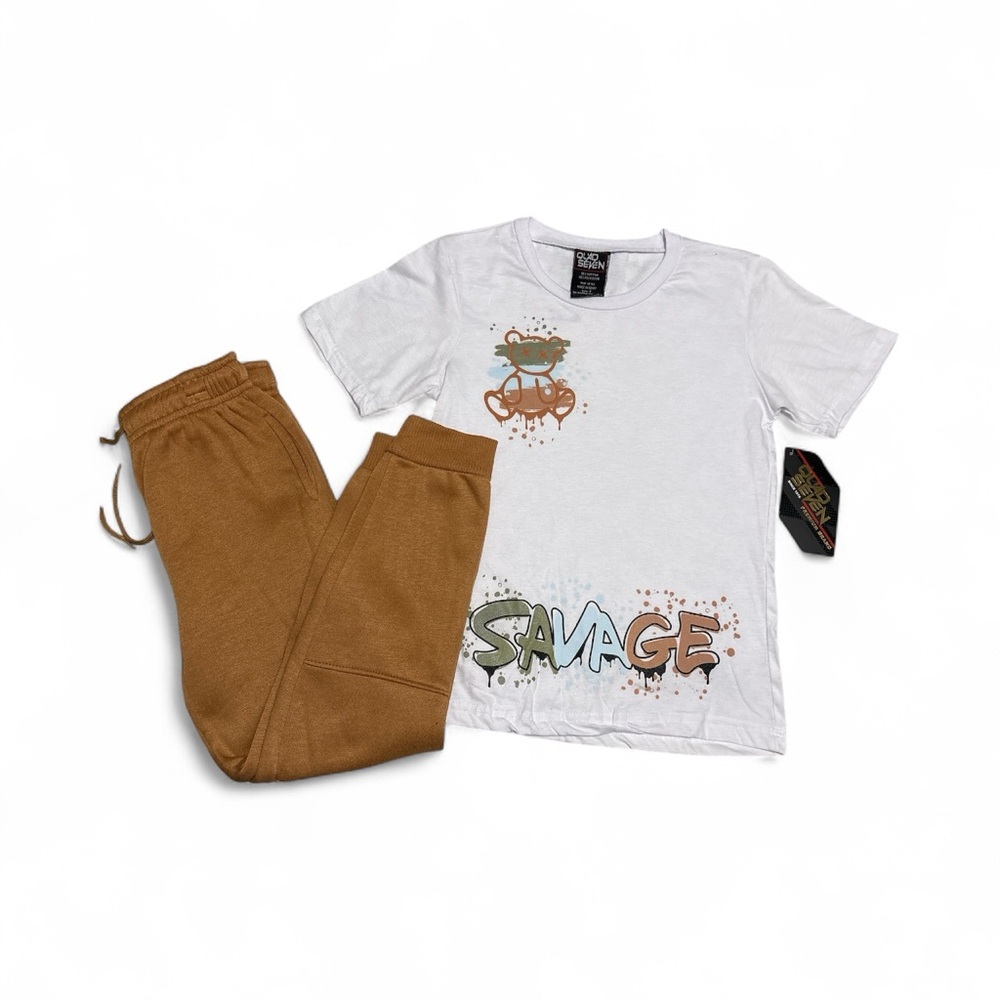 Quad Seven Savage Graffiti Graphic Tee and Moto Jogger Multi Boys  Size 7